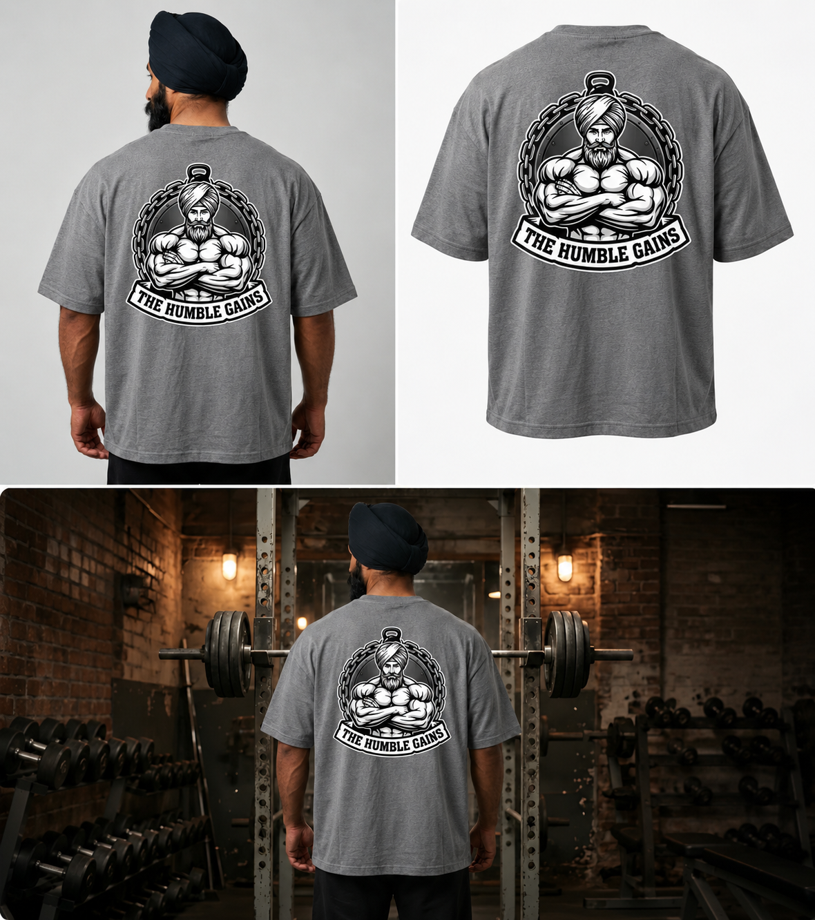The Warrior V1 Oversized Tee - Heather Grey